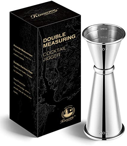 KITESSENSU Jigger für Barkeeper, japanischer Messbecher, 57 ml, 28,3 g, mit Messungen innen, Cocktail-Messbecher aus 18/8 Edelstahl