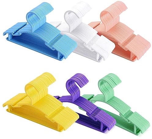 Mosearon Baby-Kleiderbügel, 100 Stück, Kunststoff-Kleiderbügel, rutschfest, Kleiderbügel, Kleinkinder-Kleiderbügel, Kinder-Kleiderbügel für Kinderzimmer, Rosa, Blau, Gelb, Weiß, Lila, Grün, 100 Stück