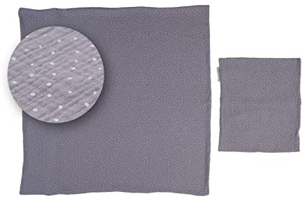 ULLENBOOM ® Babybettwäsche 80x80 cm Musselin Grau - 2 Teile (komplett): Baby Bettwäsche 80x80 cm & Kissenbezug 35x40 cm, Baby Bettset für das Babybett aus 100% Baumwolle