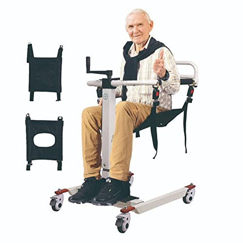 Sollevatore Portatile per Pazienti,Ascensori per Pazienti Sollevatore Multifunzionale per Trasferimento Paziente per Anziani Disabili con Sedile Imbottito con Rotelle Altezza Regolabile A