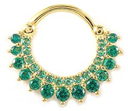 Mesnt Nasenring Dünn, 18G Knorpel Ohr Piercing aus 925er Sterling SilberBlume Zirkonia Gold Gold grün