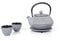 ECHTWERK Service à thé en fonte, théière 0,8 L avec passoire amovible, théière avec soucoupe, set de théières au design vintage pour la préparation de thé en vrac, gris