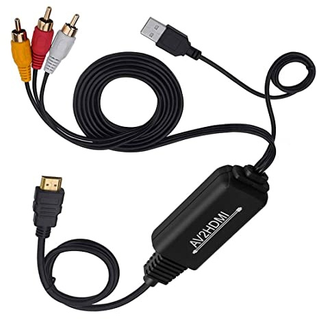VOANZO AV auf HDMI Kabel 3 RCA CVBS Composite auf 1080P HDMI AV Adapter unterstützt PAL NTSC für PC Laptop etc