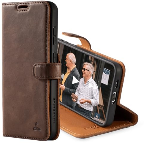 Snakehive Leather Wallet Case for Samsung Galaxy S23 (Brown) | Genuine Leather Flip Cover with Card Slots & Stand