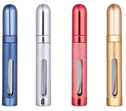4 Stück 12ml Aluminium Parfüm Zerstäuber Nachfüllbar Leer, Reise Parfümzerstäuber für Damen und Herren, Leer Reisezerstäuber Flasche für unterwegs, Leer Parfümzerstäuber Nachfüllbare Parfüm Flaschen