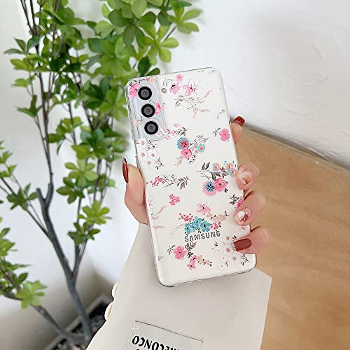 FIFTHAVE Coque Samsung Galaxy S23 Plus Floral Flower Transparente Motif Etui Souple TPU Antichoc Silicone Bumper Filles Femme Case Cover pour Samsung Galaxy S23 Plus 6.6''-Petites Fleurs Roses