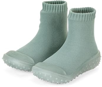 Sterntaler Adventure -Socks uni - Unisex Babysocken mit transparenter profilierter Gummisohle - Adventure Socks einfarbig - steingrün, 19-20 EU