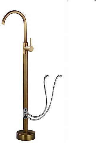 ZYCDP Rubinetto Vasca da Bagno Freestanding,Rubinetto per Vasca Autoportante.Miscelatore Rotazione A 360 °,Miscelatore Monocomando Per Vasca,Freestanding Caldo e Freddo Ottone Miscelatore,Antico