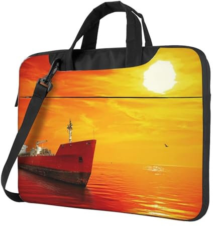UNIOND Silhouette Of The Tanker Ship Print Laptop Bag Portable Computer Shoulder Messenger Bag Laptop Case Bag Sleeve For Men Women, Schwarz , 13 inch