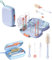 OPATER Reise-Babyflaschen-Reiniger-Set mit Abtropfgestell, tragbare Silikon-Flaschenbürste, Nippelreinigerbürste, Strohhalmbürste, Aufbewahrungsbox, kompakte Größe, für Reisen, Zuhause, Neugeborene