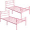 Yaheetech Set di 2 Struttura Letto Singolo in Ferro Battuto a Doghe in Metallo Stile Moderno Testiera Elegante Rosa 90 x 190 cm