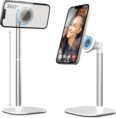 Cooper MagStand - MagSafe iPhone Stand for Desk & Video Recording for iPhone 16 Pro Max, 15/14/13/12, MagSafe Phone Stand (White)