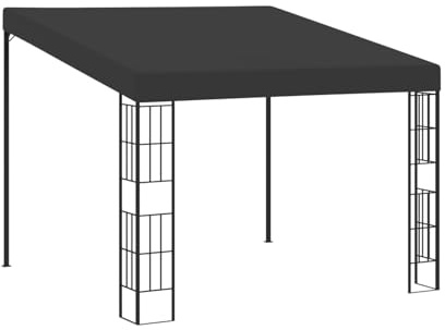 Mengtu Wand-Pavillon mit Dach UV Schutz Anbaupavillon Sonnenschutz Pergola Gartenpavillon Gartenzelt Partyzelt Terrassendach Überdachung 3x3 m Anthrazit Stoff Garten Möbel