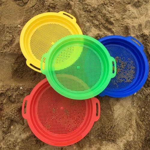 4PCS Stop Sand Sifter Sieve Toy, Beach Sand Snow Solid Sifter Summer Beach Backyard Games for Children Toddlers Kids