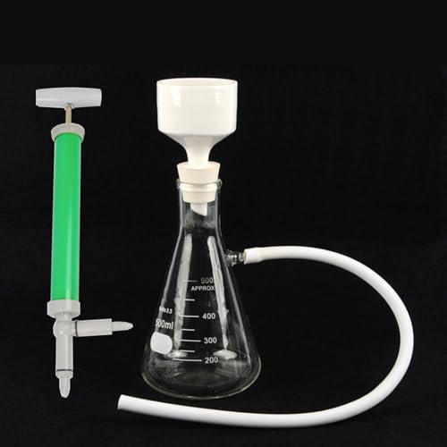 EnweMahi Appareil De Filtration sous Vide, 250/500/1000ml, Flacon Filtrant avec Entonnoir Et Pompe, Kit De Filtrage par Aspiration en Verre, ExpéRience Physique 1000ml