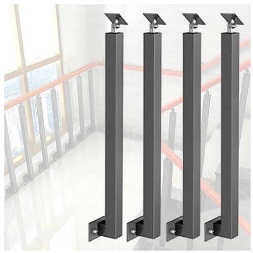 4 5 Stück Baluster Spindel Outdoor Indoor, quadratischer Geländerpfosten für Treppengeländer, Geländerstange zur Seitenmontage, 70 75 80 85 90 95 cm hoch, Schwarz (Farbe: 4er-Pack, Größe: 80