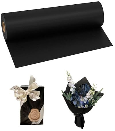 Rouleau de papier cadeau, papier kraft 30 cm, papier emballage pour emballages cadeaux, artisanat, décoration (noir, 10 M)