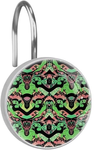 Ganci per tenda da doccia con stampa a serpentina, 1 pz anelli per tenda da doccia in vetro antiruggine per bagno, gancio decorativo circolare per tenda e ganci per asta da doccia