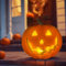 Halloween Deko Kürbis, Kürbis Deko mit LED Lichter Halloween Kürbis Led mit Gruselig Gesicht Herbstdeko Kürbislantern Outdoor LED Horror Kürbisse Licht für Helloween Herbstdeko (9in)