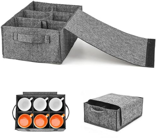 Soporte para Platos de Fieltro, Organizador Platos Contiene 8 Platos y 6 Tazas,Portavasos de Fieltro Organizador de Platos y Tazas para Camping, Caravanas y Barcos,seca platos (Soporte para bebidas)