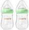 Oberni Babyflaschen aus Glas mit Silikon Sauger Größe 1, Milchflasche Weiter Öffnung, Babyflasche mit Anti-Colic-Ventil für Neugeborene Babys ab 0+ Monate, 150ml, Grün, 2 Stück