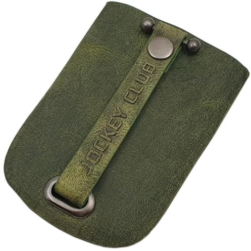 myledershop Büffel-Vollleder Schlüsselglocke mit einen ein- und ausziehbaren Schlüsselring (Grün)