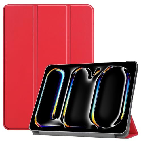 Custodia sottile per iPad Pro 13 pollici M4 (2024), custodia antiurto per iPad Pro 13 pollici M4 2024 7a generazione Tablet Stand Folio Smart Cover protettiva rigida con auto sleep/wake (rosso)