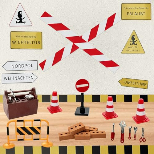 Wichtel Baustelle Set, 20Pcs Wichtel Zubehör Baustelle, Wichtelbaustelle, Wichteltür Zubehör Weihnachten, Wichtel Baustelle Einzug, Miniatur Weihnachtswichtel Tür Deko, DIY wichtel Baustelle Einzug