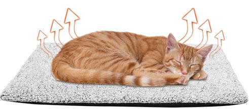 ECHOBUY Selbstheizende Kuscheldecke für Hunde und Katzen - Grau Katzenkissen Decke 60x45 cm - Weich Waschbarer Rutschfester - Komfort pur für Ihre Lieblinge