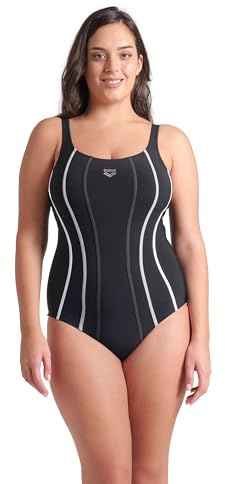Arena Damen Shapewear Sofia B-Cup Badeanzug Bauchweg Damen Badeanzug Einteiler, Schwarz/Schwarz, 38, schwarz/schwarz, 64