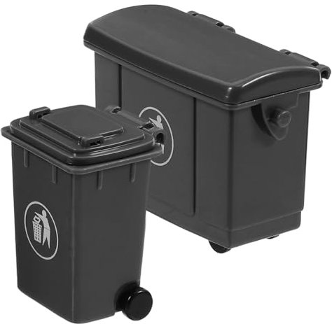 OKUMEYR 1 Juego Modelo De Contenedor De Polvo Pequeños Accesorios De La Casa Cubo De Basura para Mini Casa Mini Adorno De Casa Bote De Basura para Casa De Muñecas El Plastico Black