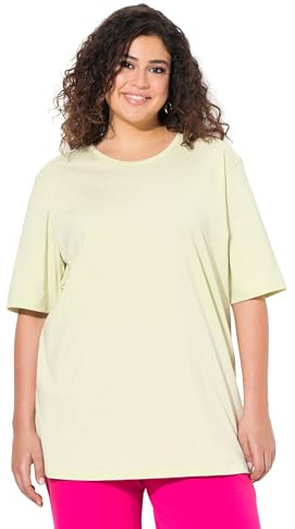 Ulla Popken Damen T-Shirt, Rundhalsausschnitt, Relaxed, Halbarm Basic-Shirt, Rundhals, Pistazie, 54-56 EU