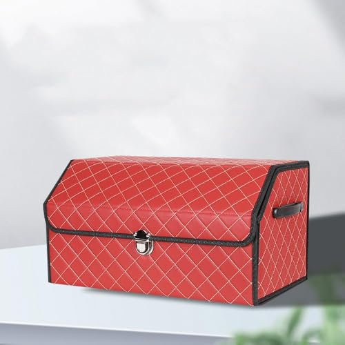 GLYGLY Auto Kofferraum Organizer für Alfa Romeo 156 Saloon Sedan 156 GTA 1997-2008, Kofferraumtaschen Autotasche Organizer Wasserdicht Fächern Aufbewahrungs Box Faltbare,C-Red-53 * 32 * 30cm