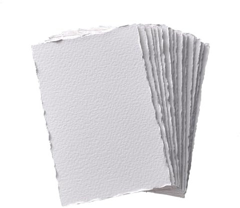 tumuarta Deckle Edge Aquarell papier mit Büttenrand, 100% Baumwolle, 300 g/m², 30 Blatt, Säurefrei, Handgemacht Aquarell papier für Mixed Media (10x15 CM)