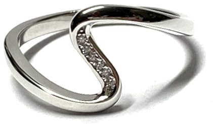 Generisch Silberring 925/- rhodiniert Zirkonia moderne Form Glanz Fingerring #58