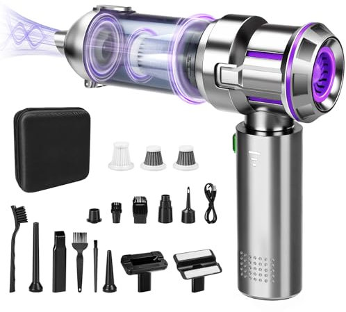 KLYNGTSK Aspirapolvere, Aspirabriciole Senza Fili,21KP Aaspirapolvere per Auto Aspiratore e Soffiatore con Motore Brushless, Mini Aspirapolvere Potente per Auto Casa Ufficio Peli di Domestici