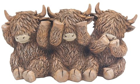 Lesser & Pavey Highland Cow Trio Quirky Resin Decor Figurine | Trio Design, Rustic Farmhouse Style, Decorative Accent, Beautiful Craftsmanship, Ideal for Home and Office Decor