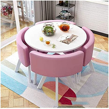 Table à Manger de Meubles Modernes Ensemble 5 pièces Modernes de Table de Table Vintage de Chaise réception Simple réception en Cuir de café en Cuir canapé de Bureau Salon de Bureau (Taille Rose)