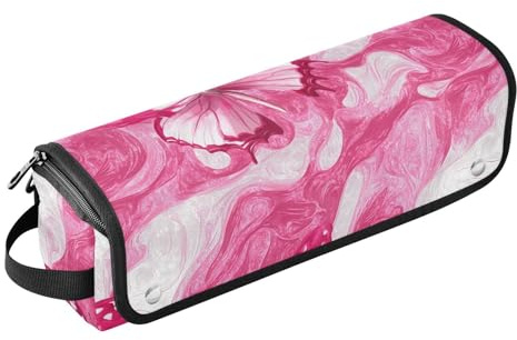 Hot Hair Tools Reisetasche mit Eisenmatte, wasserdicht, Reise-Organizer für Glätteisen, Lockenstab, Haartrockner, niedlicher Schmetterling, Hot Pink, tragbare Reiseutensilien