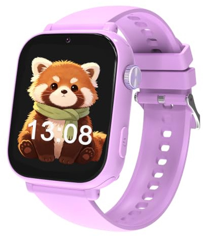 Smartwatch für Kinder GPS und Telefon, 4G Kinderuhr mit Videoanruf Voice Chat Spiele Schulmodus Wecker Schrittzähler Taschenrechner, Smart Watch für Kids Mädchen Jungen 4-12 Jahren (Lila-4A)