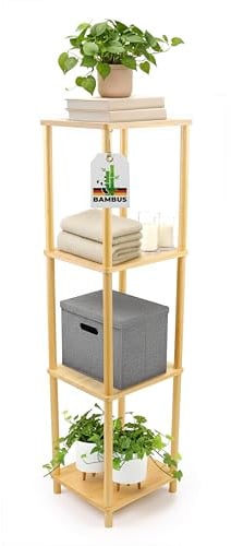 Allyson® Badezimmerregal – Holzregal 4 Etagen, Leichte Montage. Vielseitig einsetzbar als Küchenregal, Standregal, Bücherregal, Aufbewahrungsregal, Kitchen Shelf Regale für Küche & Flur