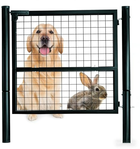 Heavy‑Duty Metal Garden Gate, Anti‑Rust Lockable Fence Gate | Weather‑proof anti‑rust coating withstands rain, sun and other harsh elements， for Yard Pool Farm, Green
