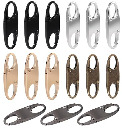 Mistillion 15Pcs Multicolored Zinc Alloy Backpack Zipper Locks, Dual Hook Anti-Theft Secure Closure Clips for Travel, School, Outdoor Bags & Luggage