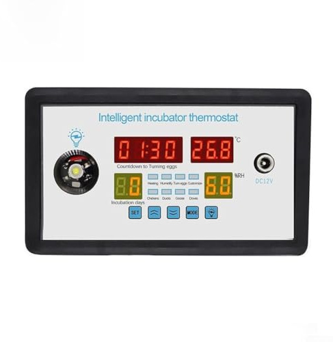 Incubadora inteligente de huevos, controlador de temperatura y humedad, termostato de incubación, pantalla multiparámetro, para pollo, pato, rotación automática de huevos (220 V)