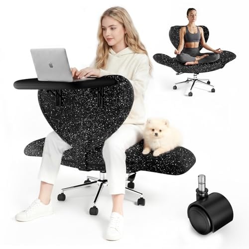 HOMRELEXA Office Chair with Foldable Laptop Tray & 5 Gear Flip-up Armrests