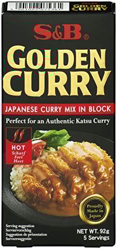S&B Golden Curry scharf – Japanische Gewürzmischung zur Zubereitung von Curry-Gerichten – 2 x 92 g
