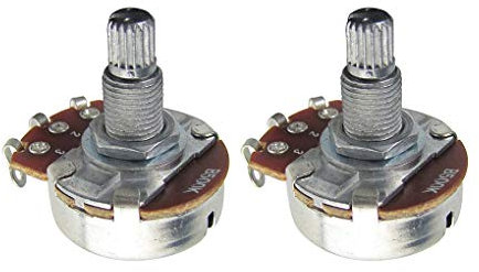 FLEOR 2PCS Full Size B500K Linear Taper Potentiometer Guitar Tone Volume Control Pots Dia24mm L18mm Long Knurled Split Shaft