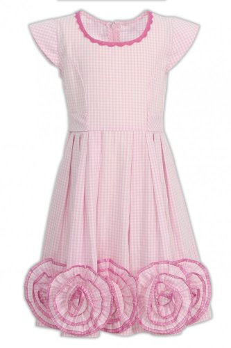 La V ragazza vestito con rose a quadretti Rosa 11 anni