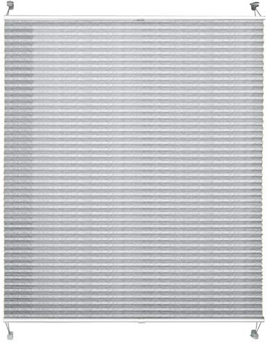 casa pura® Plissee Rollo | mit eleganter Crushed Optik | Klemmfix ohne Bohren | lichtdurchlässig & Blickdicht | hellgrau | 24 Größen (100x200cm)