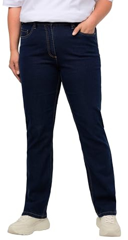Ulla Popken Damen Straight Jeans, Blue Denim, 42 EU